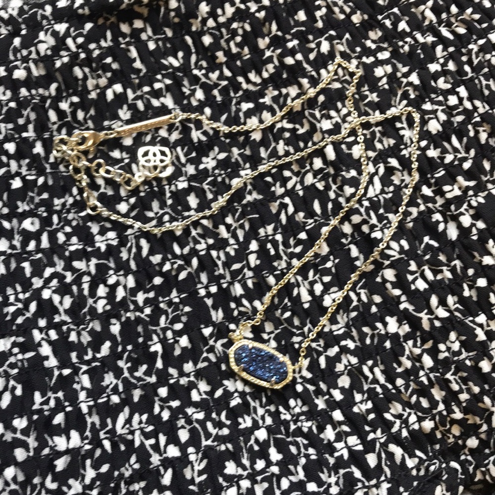 Elisa Gold Pendant Necklace in Blue Drusy